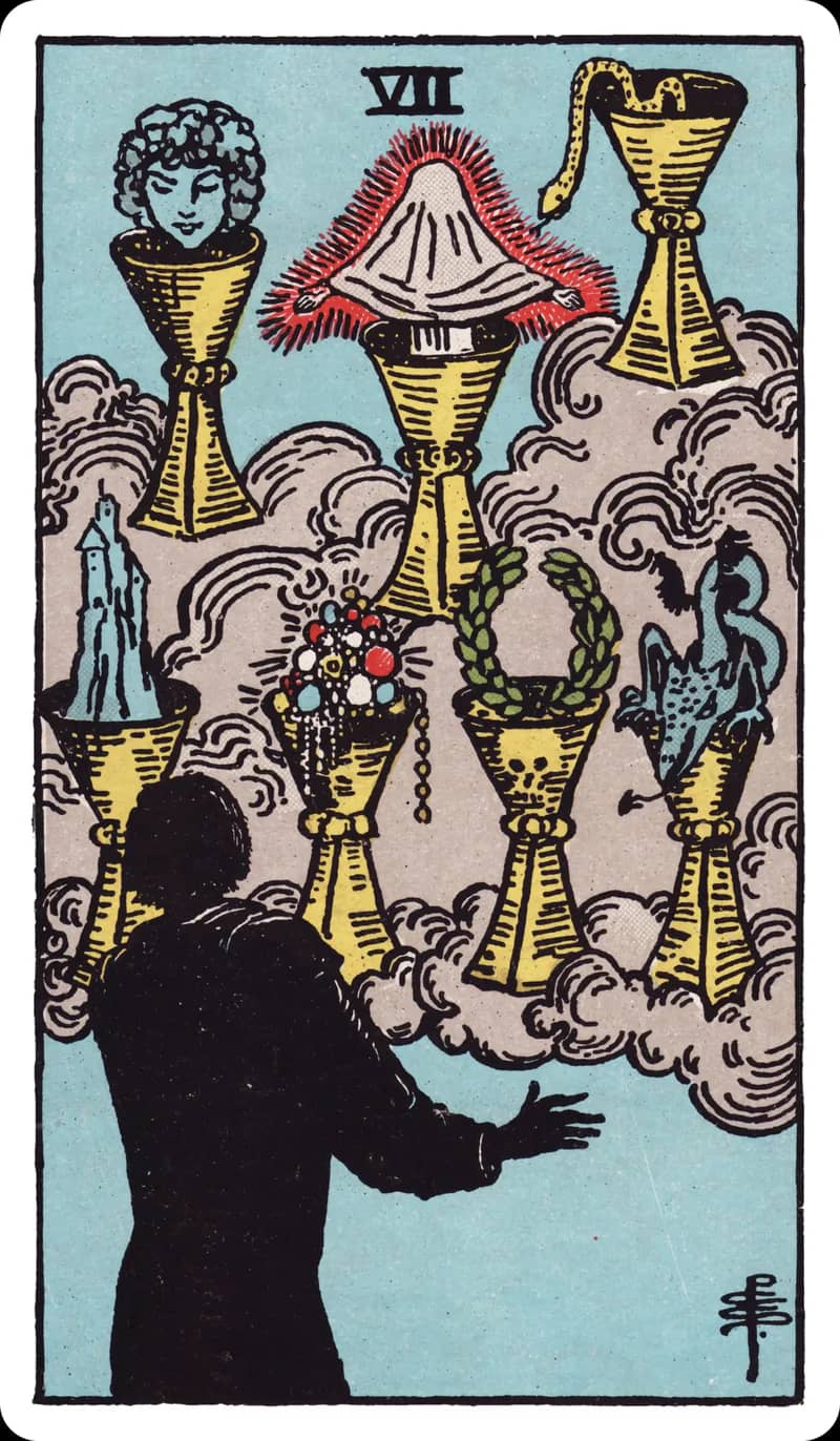 ไพ่ทาโรต์ Seven of Cups (7 ถ้วย)