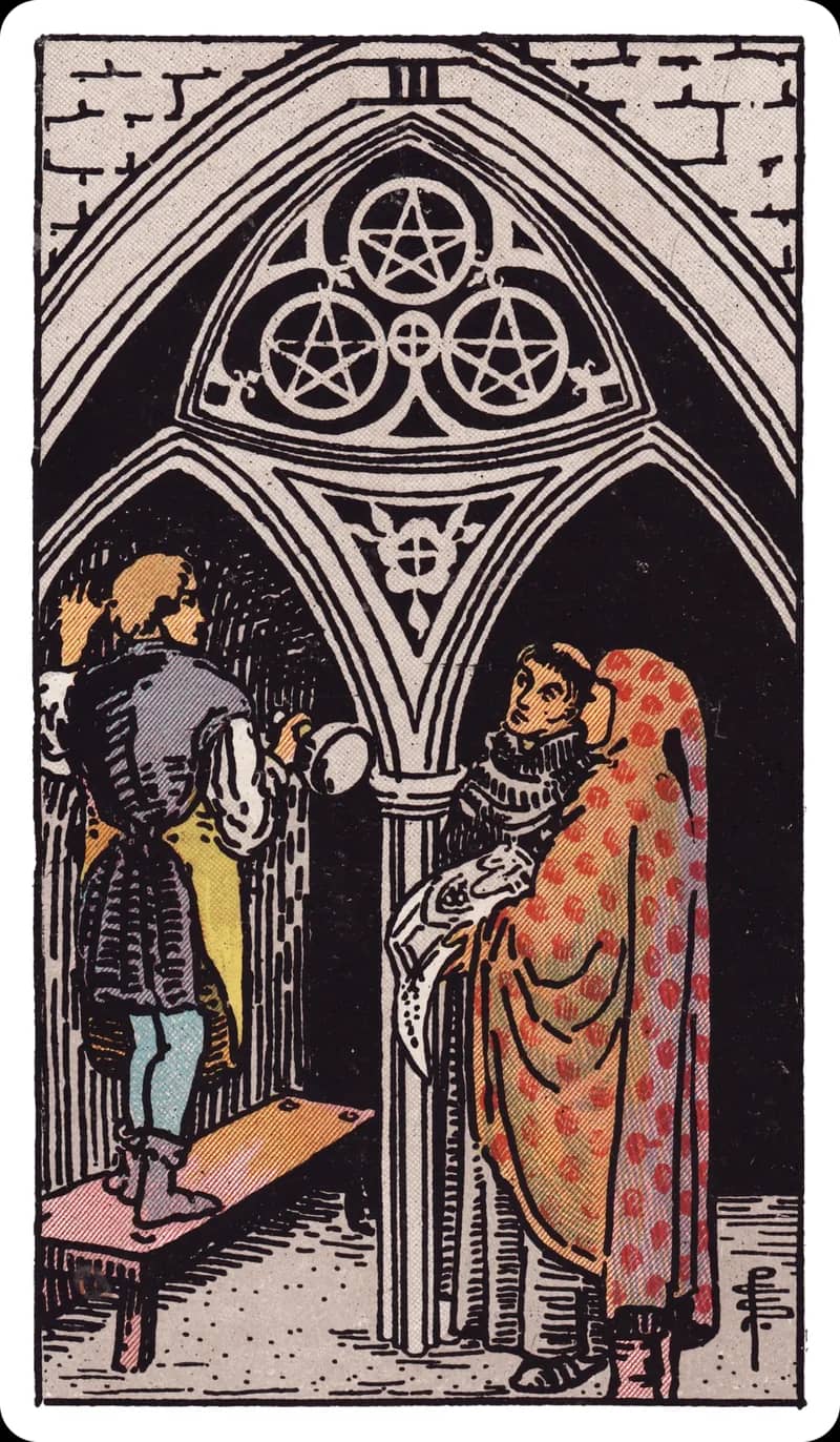 ไพ่ทาโรต์ Three of Pentacles (3 เหรียญ)