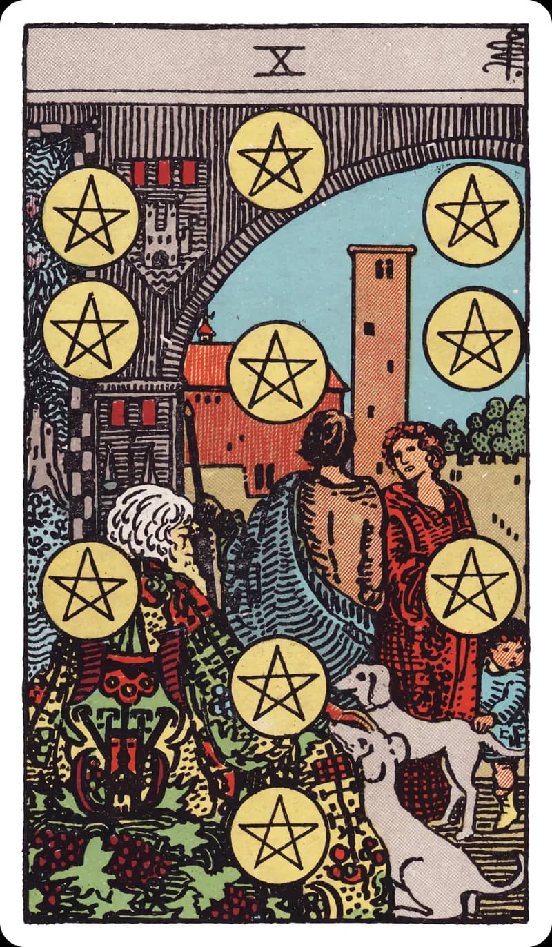 ไพ่ทาโรต์ Ten of Pentacles (10 เหรียญ)