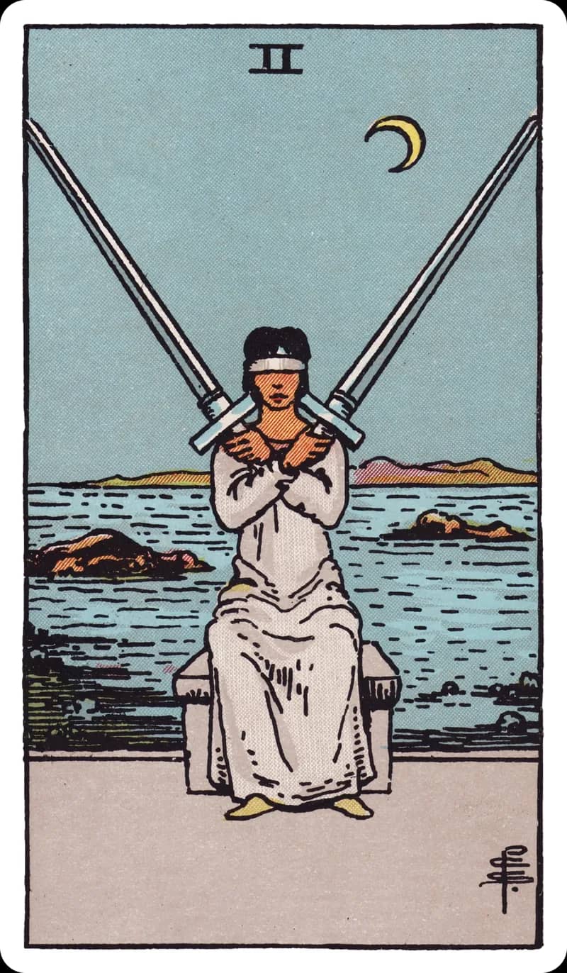 ไพ่ทาโรต์ Two of Swords (2 ดาบ)