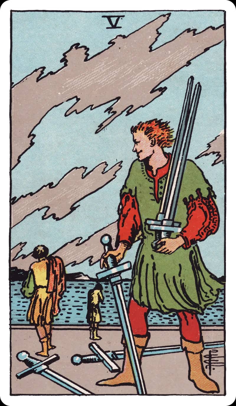 ไพ่ทาโรต์ Five of Swords (5 ดาบ)