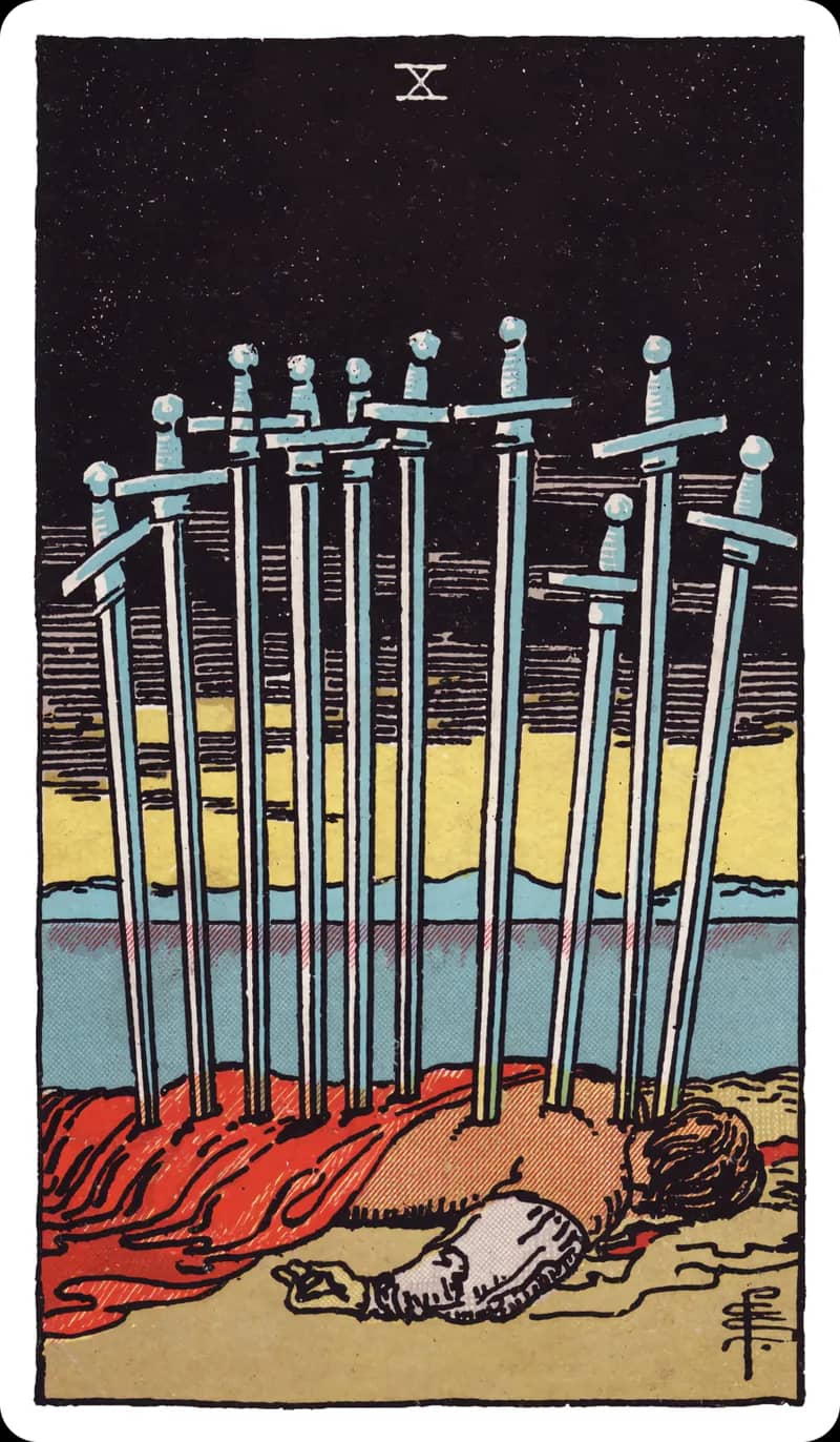 ไพ่ทาโรต์ Ten of Swords (10 ดาบ)