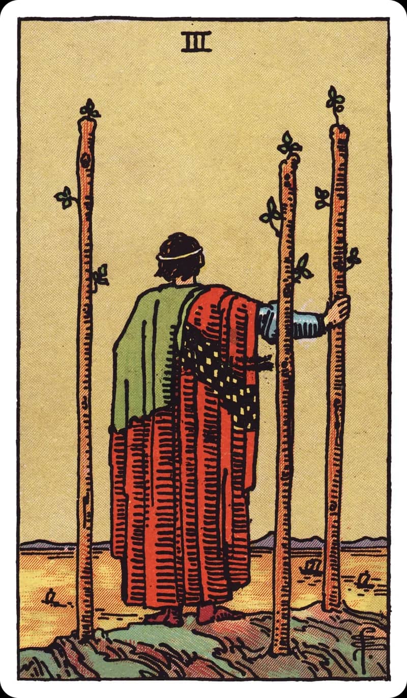 ไพ่ทาโรต์ Three of Wands (3 ไม้เท้า)