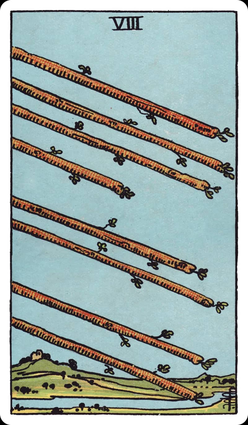 ไพ่ทาโรต์ Eight of Wands (8 ไม้เท้า)