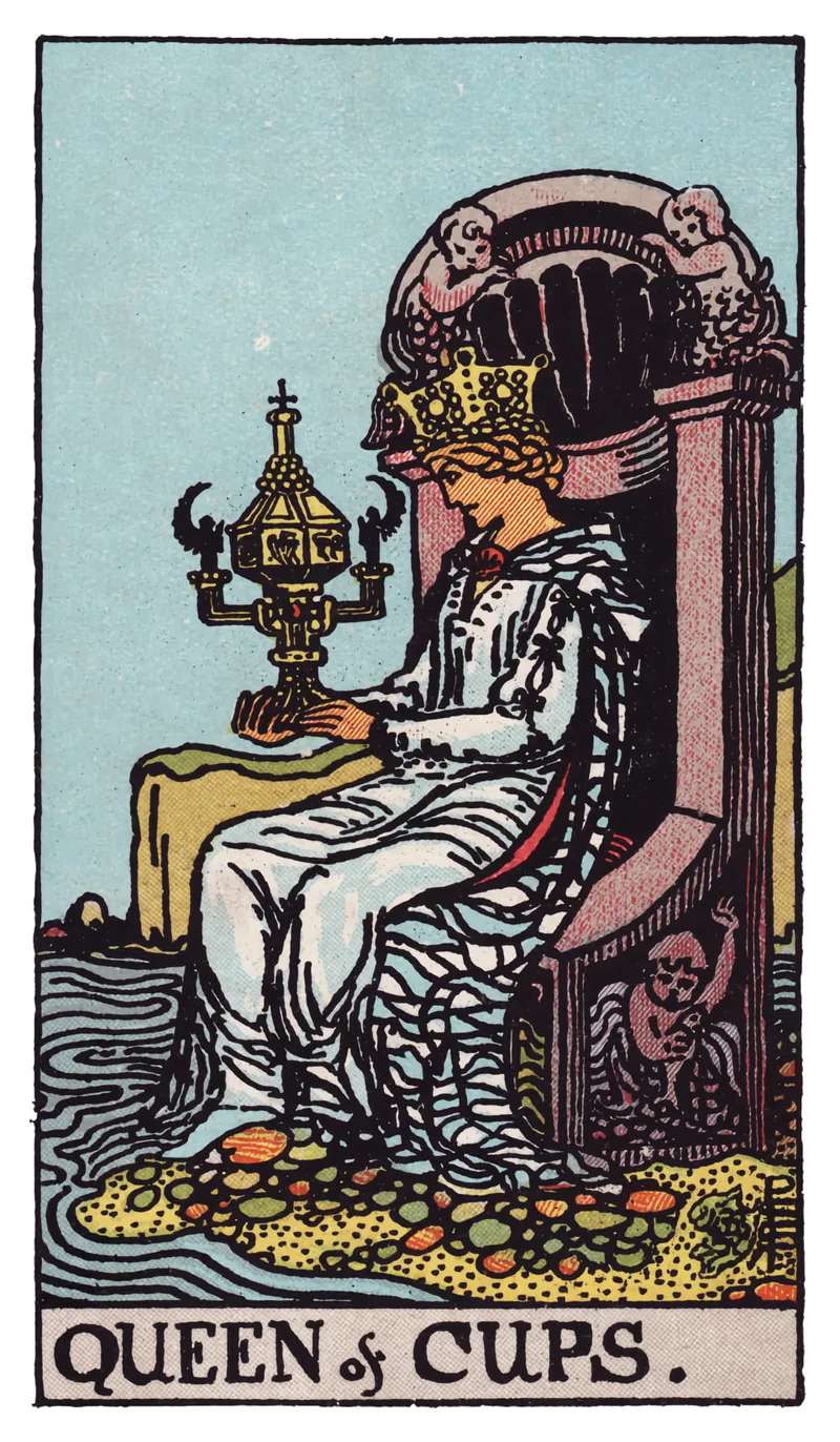 ไพ่ทาโรต์ Queen of Cups (ราชินีถ้วย) (Queen of Cups)