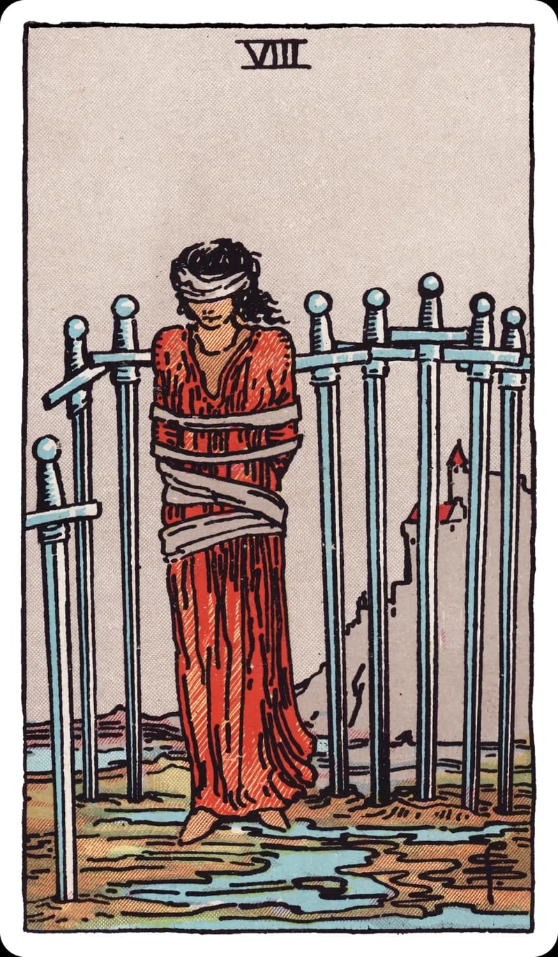 ไพ่ทาโรต์ Eight of Swords (8 ดาบ) (Eight of Swords)