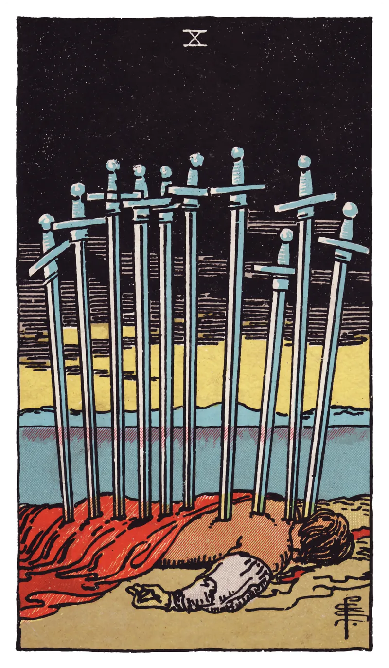 ไพ่ทาโรต์ Ten of Swords (10 ดาบ) (Ten of Swords)