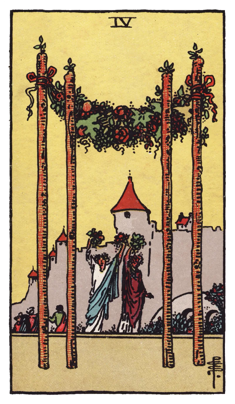ไพ่ทาโรต์ Four of Wands (4 ไม้เท้า) (Four of Wands)