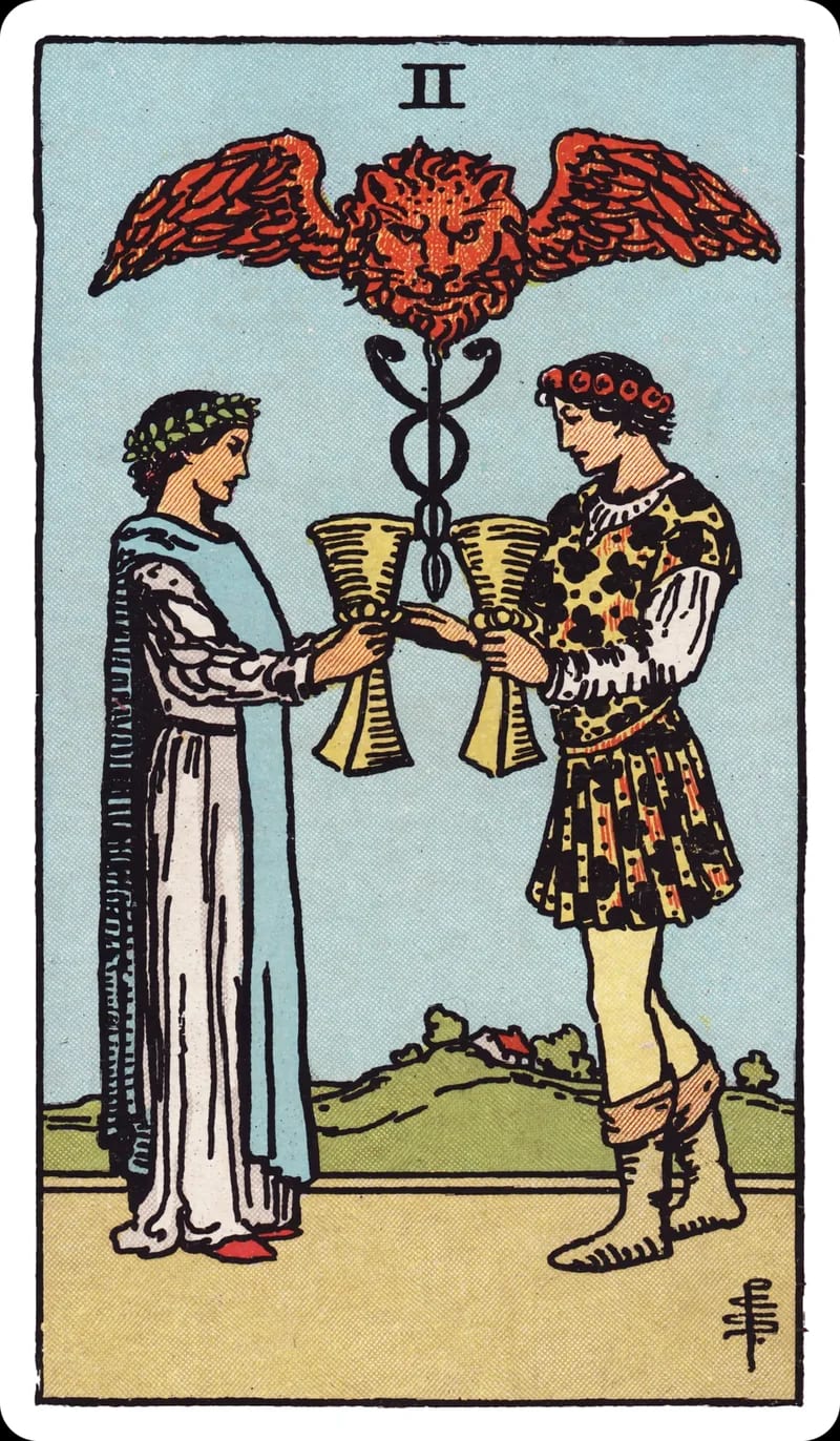 ไพ่ทาโรต์ Two of Cups (2 ถ้วย) (Two of Cups)