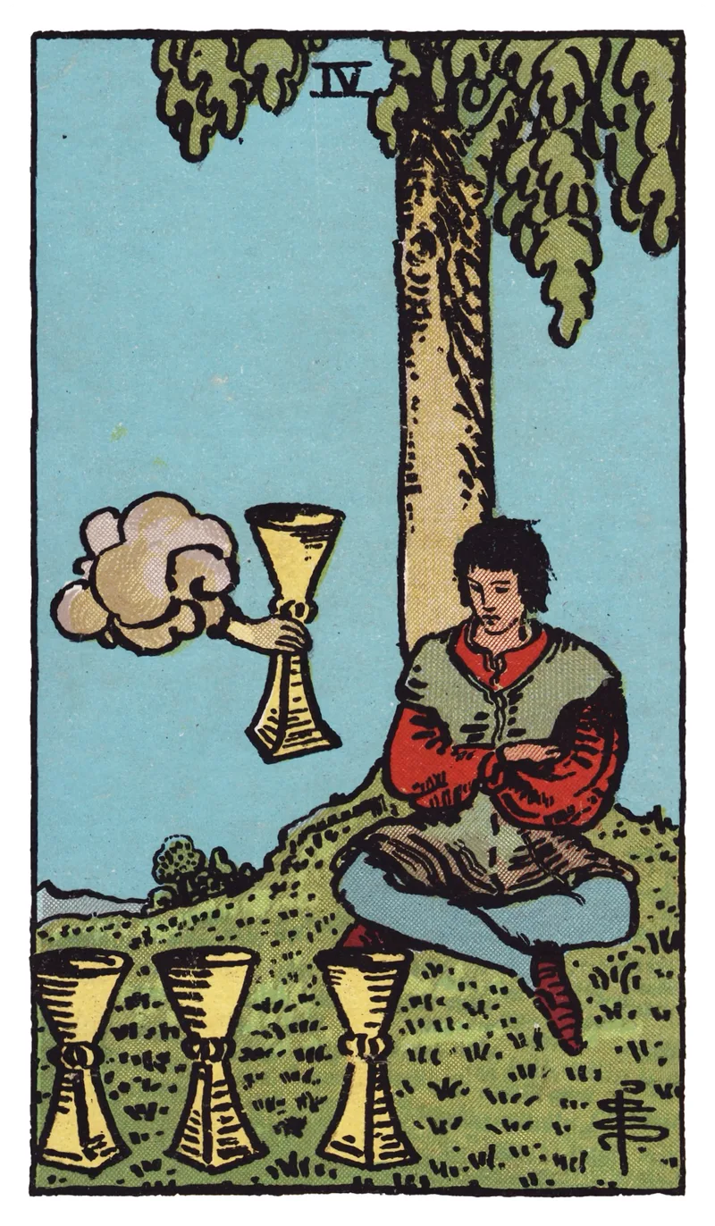 ไพ่ทาโรต์ Four of Cups (4 ถ้วย) (Four of Cups)