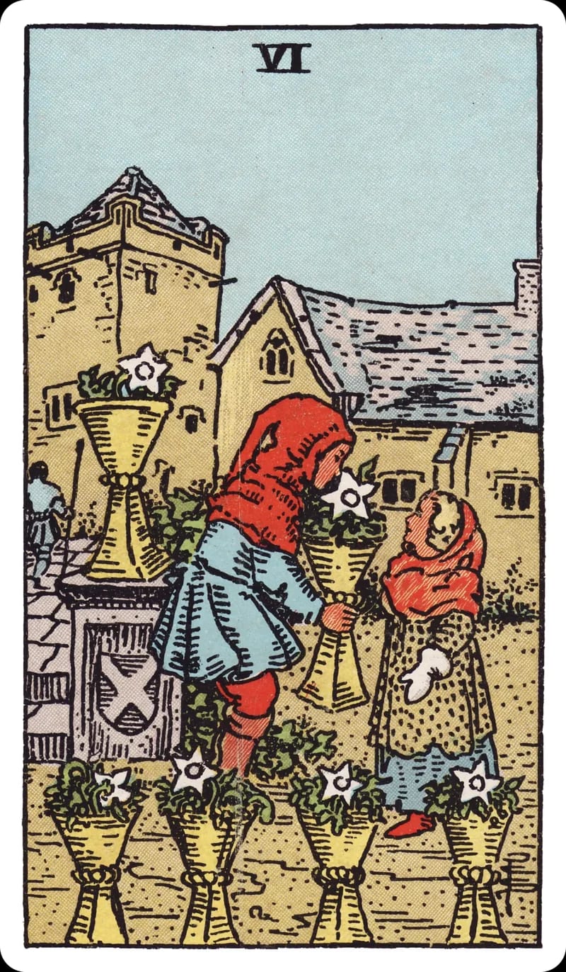 ไพ่ทาโรต์ Six of Cups (6 ถ้วย) (Six of Cups)