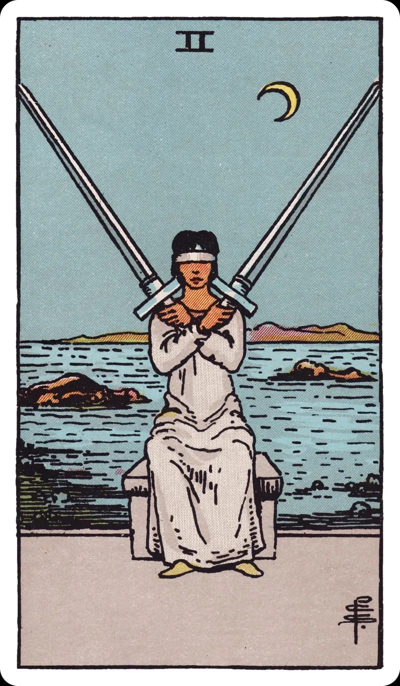 ไพ่ทาโรต์ Two of Swords (2 ดาบ) (Two of Swords)