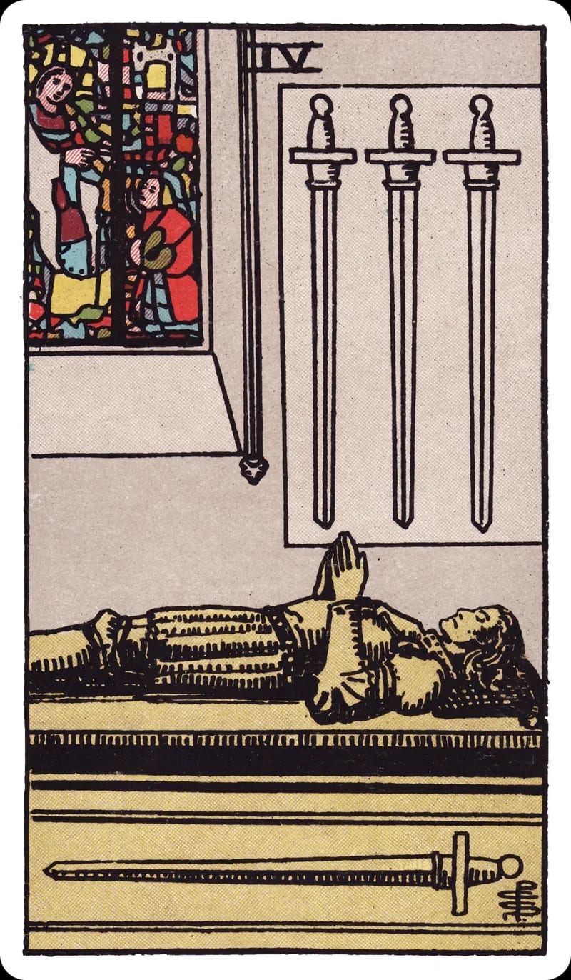 ไพ่ทาโรต์ Four of Swords (4 ดาบ) (Four of Swords)