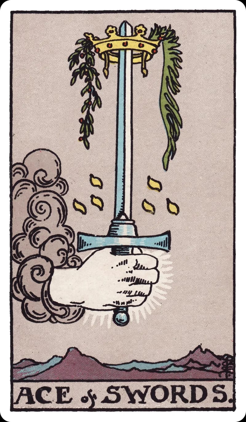 ไพ่ทาโรต์ Ace of Swords (1 ดาบ) (Ace of Swords)