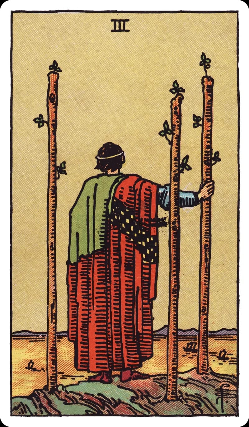 ไพ่ทาโรต์ Three of Wands (3 ไม้เท้า) (Three of Wands)